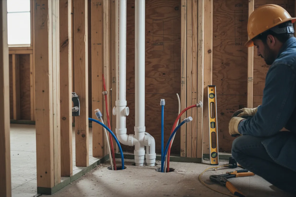 Drain and supply rough-in during Leak Detection in Hughesville